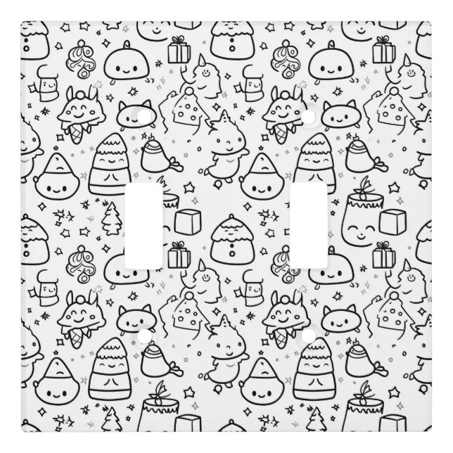 Cute Winter Christmas Doodle Pattern (6) Light Switch Cover (Front)