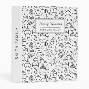 Cute Winter Christmas Doodle Pattern (6) Mini Binder