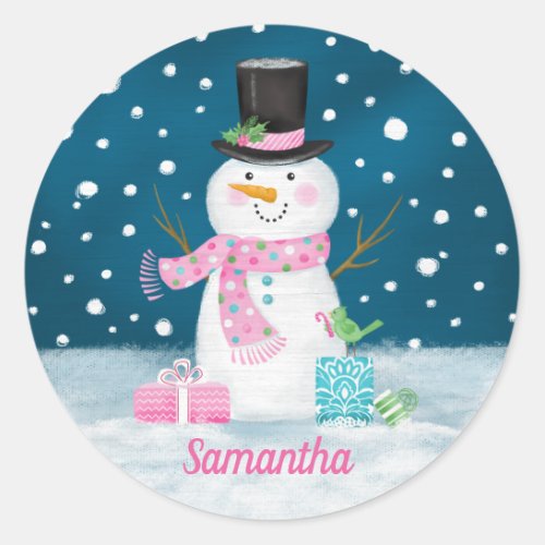 Cute Winter Christmas Holiday Snowman Sticker