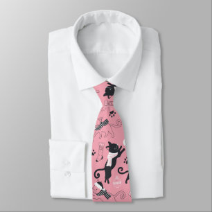 Cute Winter Christmas Kitty Cat Pattern Neck Tie
