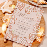 Cute winter Christmas little cookie baby shower Invitation<br><div class="desc">Cute little cookie is on the way,  an adorable winter Christmas baby shower invitation with an elegant script font typography featuring cute Christmas cookies illustration,  with hearts,  moose,  house,  stars,  ginger,  on pastel blush pink and snow background.</div>
