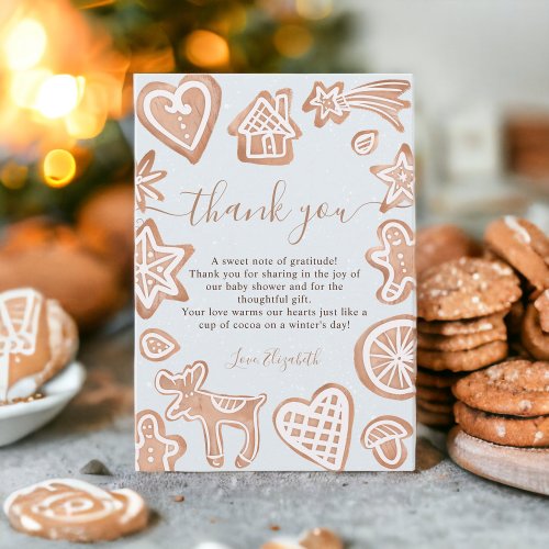 Cute winter Christmas little cookie baby shower Thank You Card