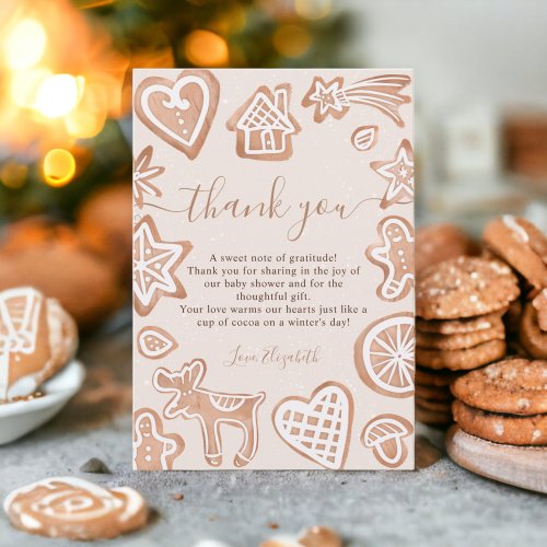 Cute winter Christmas little cookie baby shower Thank You Card