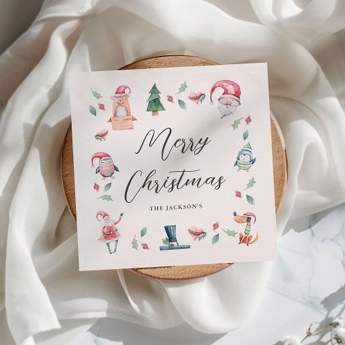 Cute Winter Christmas Personalized  Napkins