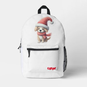 Cute Winter/Christmas puppy dog Printed Backpack
