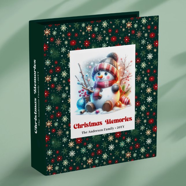 Cute winter Christmas snowman custom kids album  3 Ring Binder (Cute winter Christmas snowman custom kids album binder)