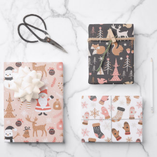 Cute Winter Christmas Wrapping Paper Sheets