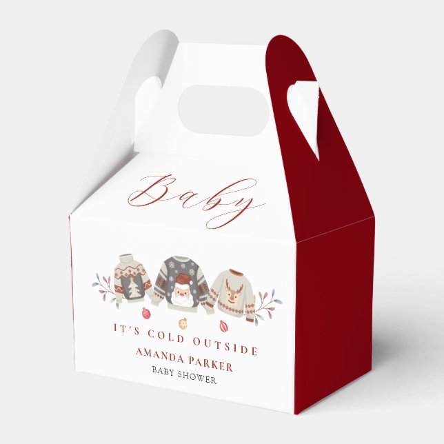 Cute Winter Clothes Christmas Baby Shower  Favor Boxes (Front Side)