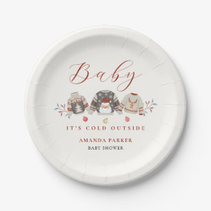 Cute Winter Clothes Christmas Baby Shower  Paper Plates