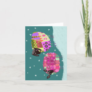 Cute Winter Colorful Sheep BLANK Greeting Card