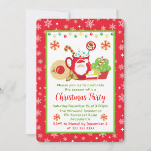 Cute Winter Cookies and Cocoa Christmas Party Invitation