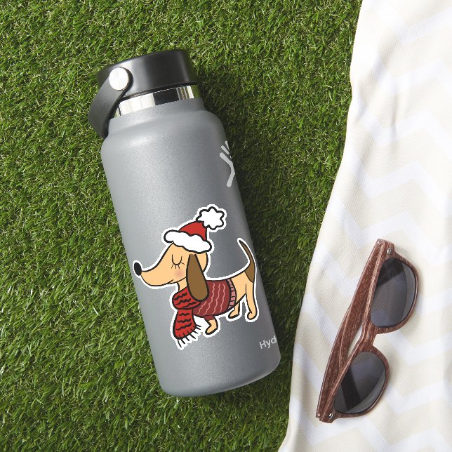 Cute Winter Dachshund Vinyl Stickers (HydroFlask Insitu)