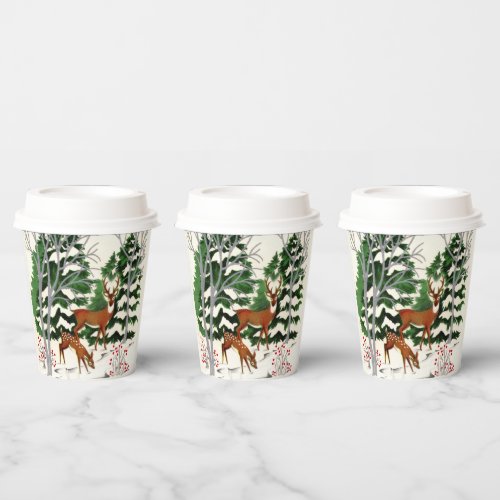 cute Winter deer Holiday party Paper Cups