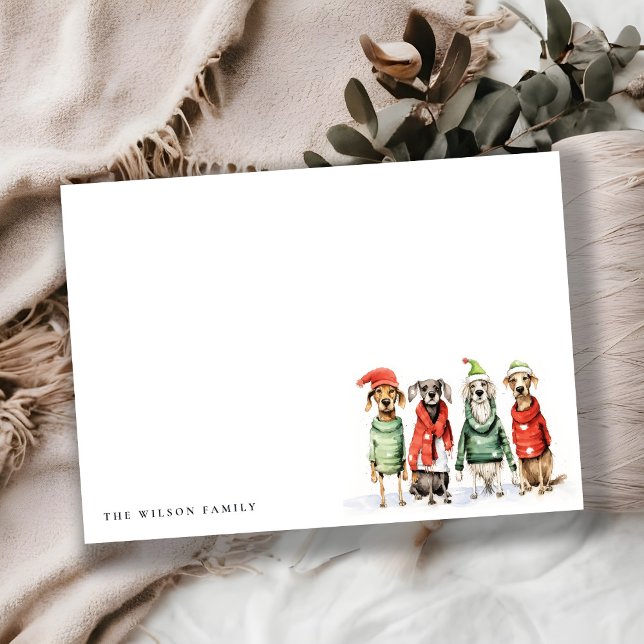 Cute Winter Dogs Sweater Furry & Bright Christmas  Note Card (Creator Uploaded)