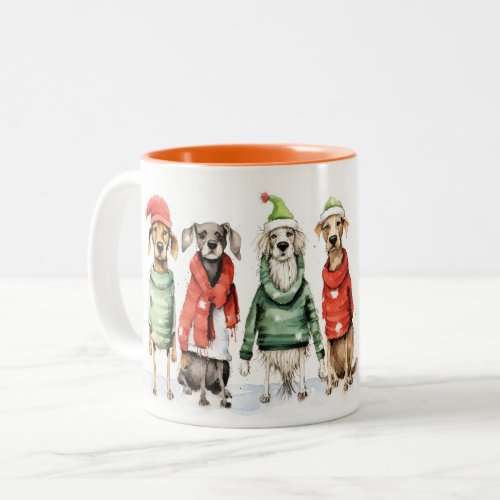 Cute Winter Dogs Sweater Furry  Bright Christmas  Two_Tone Coffee Mug