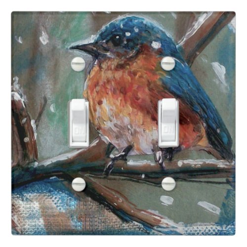 Cute Winter Eastern Bluebird Song Bird In Winter Light Switch Cover