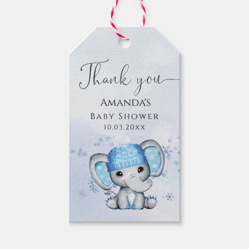 Cute Winter Elephant Baby Shower Thank You Gift Ta Gift Tags