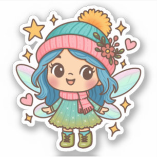 Cute Winter Fairy Kawaii Pastel Fantasy Art Sticker