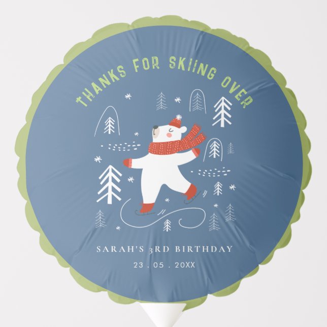 Cute Winter Forest Bear Ski Any Age Kids Balloon (Front)