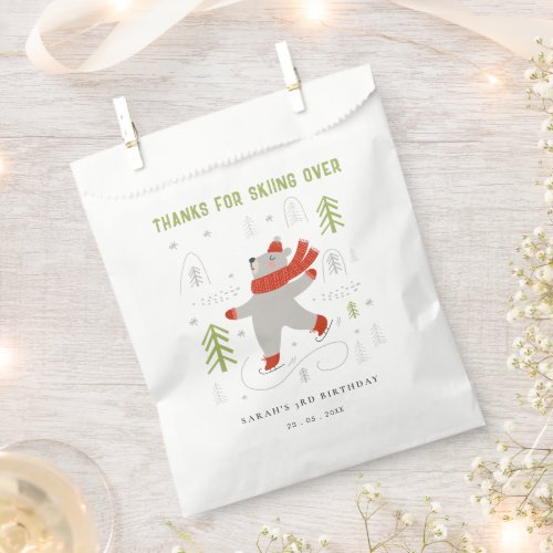 Cute Winter Forest Bear Ski Any Age Kids Favor Bag