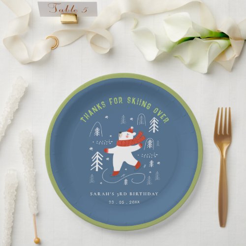 Cute Winter Forest Bear Ski Any Age Kids Paper Plates