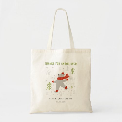 Cute Winter Forest Bear Ski Any Age Kids Tote Bag