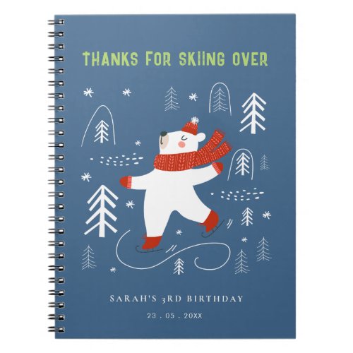 Cute Winter Forest Bear Ski Kids Guestbook Notebook