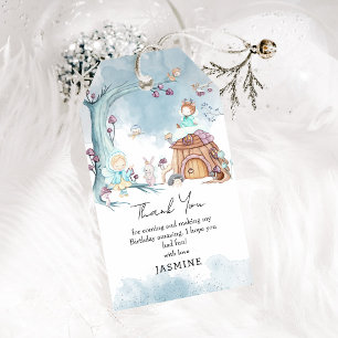 Cute Winter Forest Fairy Birthday Thank You Favor Gift Tags