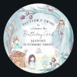 Cute Winter Forest Fairy Christmas Girl Birthday Classic Round Sticker<br><div class="desc">Flutter & Twirl and Celebrate the Birthday Girl with these Cute Forest Winter Fairy Christmas Birthday Stickers. Matching items available.</div>