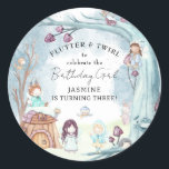 Cute Winter Forest Fairy Christmas Girl Birthday Classic Round Sticker<br><div class="desc">Flutter & Twirl and Celebrate the Birthday Girl with these Cute Forest Winter Fairy Christmas Birthday Stickers. Matching items available.</div>