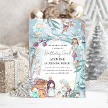 Cute Winter Forest Fairy Christmas Girl Birthday Invitation<br><div class="desc">Flutter & Twirl and Celebrate the Birthday Girl with this Cute Forest Winter Fairy Christmas Birthday Invitation. Design features a winter scene in the forest with festive foliage and fairytale mushrooms, adorable little forest creatures and sweet little fairies. The elegant birthday template is easy to customize and add your own...</div>