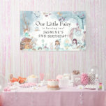 Cute Winter Forest Fairy Christmas Girls Birthday Banner<br><div class="desc">Our Little Fairy is turning ADD AGE! Cute Forest Winter Fairy Christmas Girls Birthday Banner. Design features a winter scene in a forest with festive foliage, magical snow and fairytale mushrooms, adorable little forest creatures, sweet little fairies and faux silver glitter. The elegant birthday banner template is easy to customize....</div>