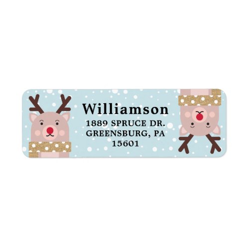 Cute Winter Forest Reindeer Character Illustration Label