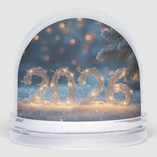 cute winter fox happy new year 2026  snow globe (Front)