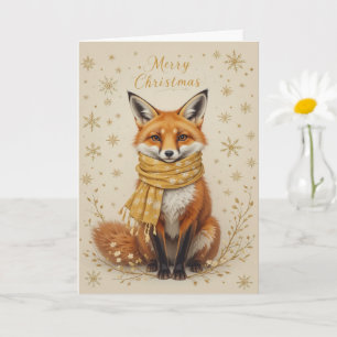 Cute Winter Fox Scarf Christmas  Card