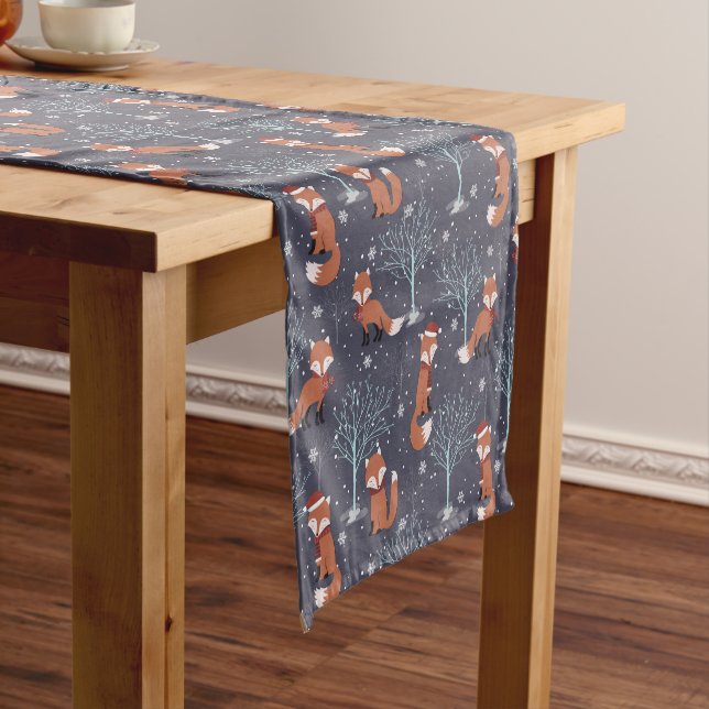 Cute Winter Fox Short Table Runner (In Situ)