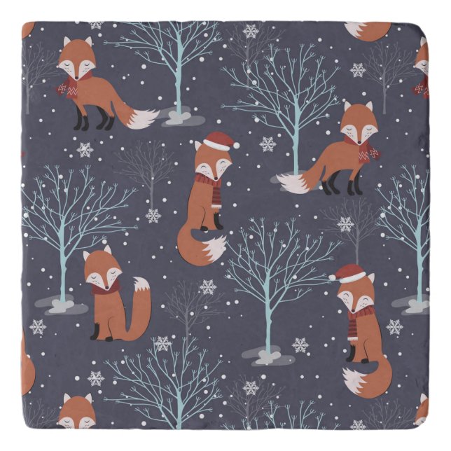 Cute Winter Fox Trivet (Front)