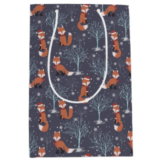 Cute Winter Foxes Medium Gift Bag