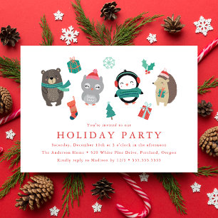 Cute Winter Friends Holiday Party Invitation