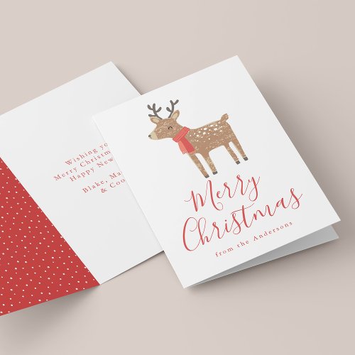 Cute Winter Friends Reindeer Non_Photo Holiday Card