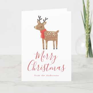 Cute Winter Friends Reindeer Non-Photo Holiday Card