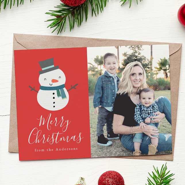 Cute Winter Friends Snowman Photo Holiday Card (Creator Uploaded)