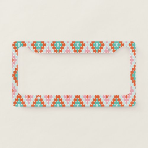 Cute Winter Geometric Diamond Pattern Teal Pink    License Plate Frame