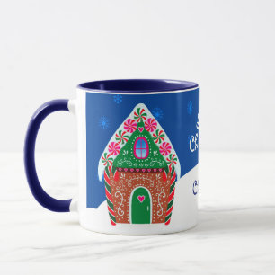 Cute Winter Gingerbread House Christmas Mug