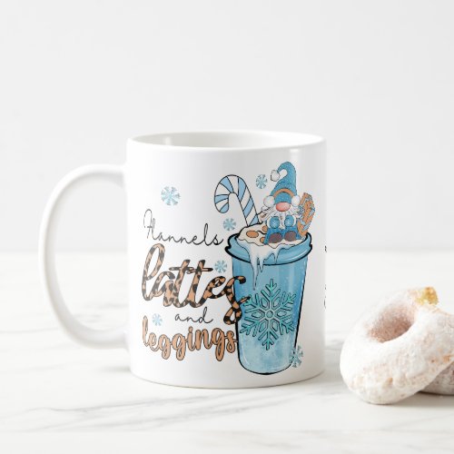 Cute Winter Gnome Flannels Lattes Leggings Coffee Mug