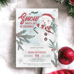 Cute winter green pine ice snowman baby shower invitation<br><div class="desc">Get ready for a frosty celebration with our Snow Much Joy Baby Shower Invitation! This heartwarming design features a charming baby snowman wearing a Santa hat with red and white scarf stripes, surrounded by snowflakes and green pine branches with red berries with an icy frame and snow with an ice...</div>