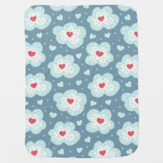 Cute Winter Hearts And Snowy Clouds Pattern Receiving Blanket