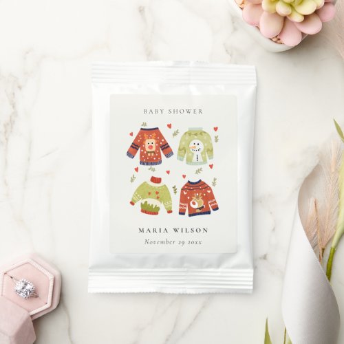 Cute Winter Hearts Leafy Ugly Sweater Baby Shower  Margarita Drink Mix
