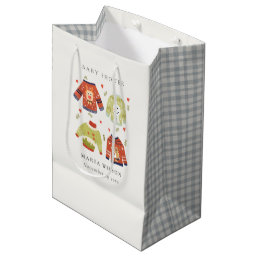 Cute Winter Hearts Leafy Ugly Sweater Baby Shower  Medium Gift Bag