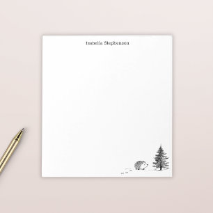Cute Winter Hedgehog Hand Drawn Personalized Notepad